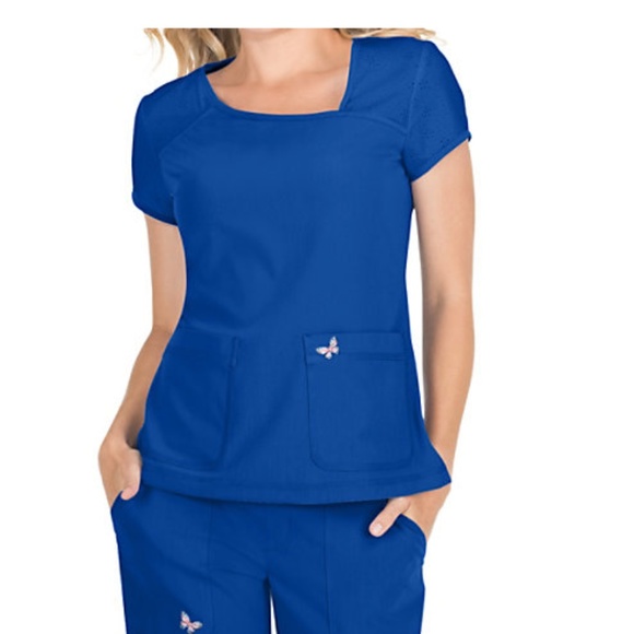 Koi Mariposa Medical Scrub Set Royal  New - Picture 1 of 5